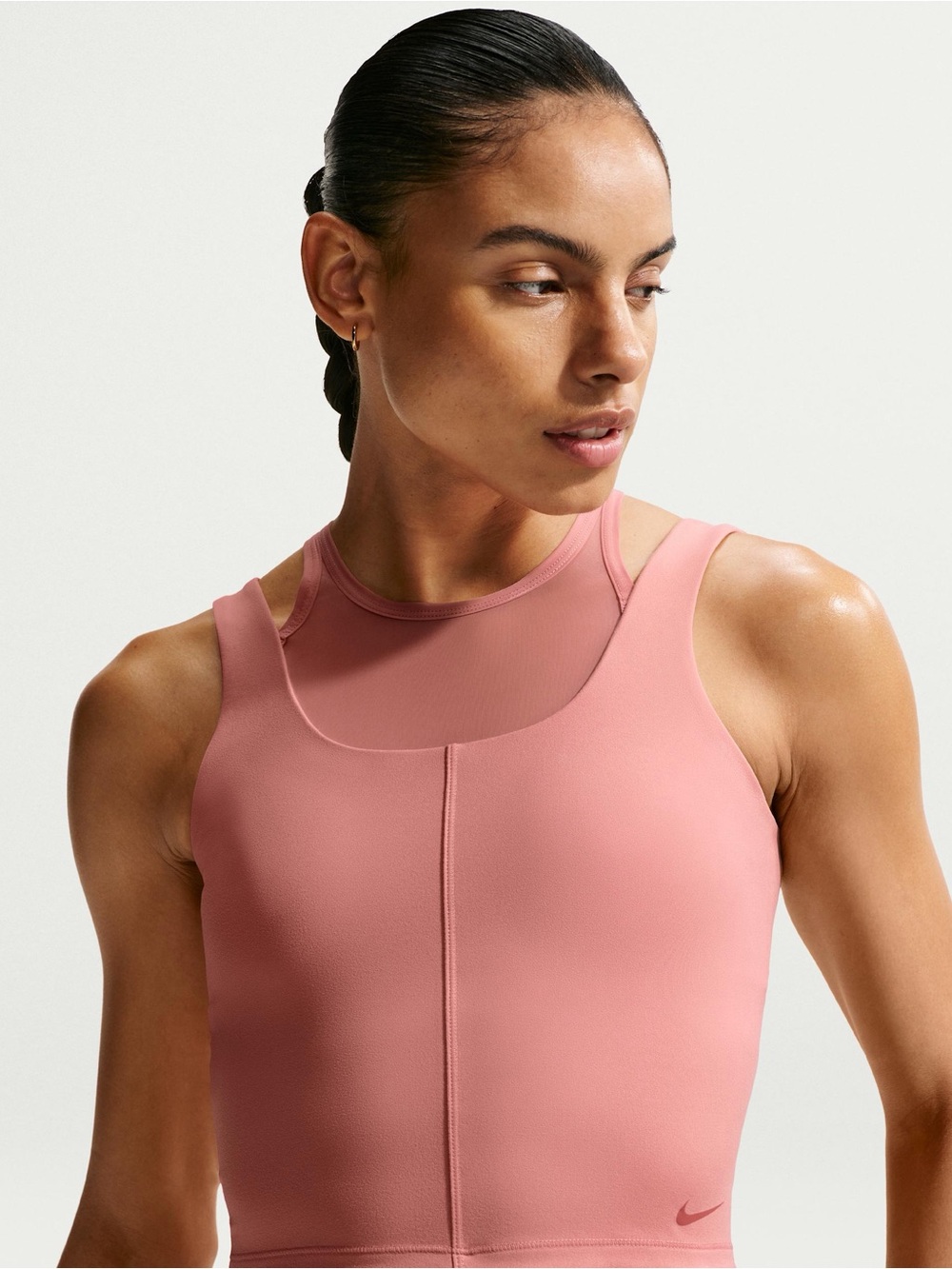 Nike One Fitted Dri-Fit Cropped Tank Top in Peachy Pink | Size Large